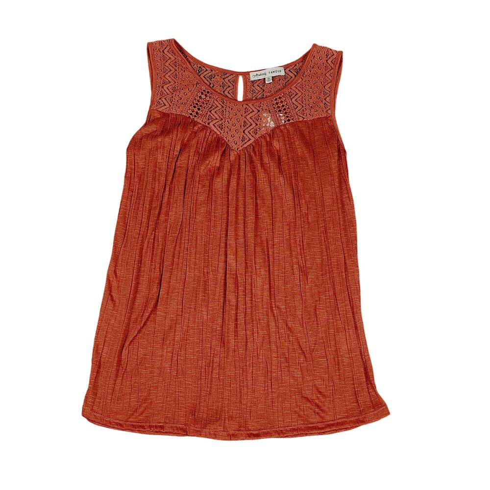 Absolutely Famous shirt womens sz1X rust color sleevless lace collar